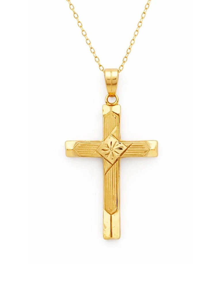 3d Cross Pendant Solid 10k Yellow Gold